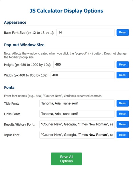Options Page